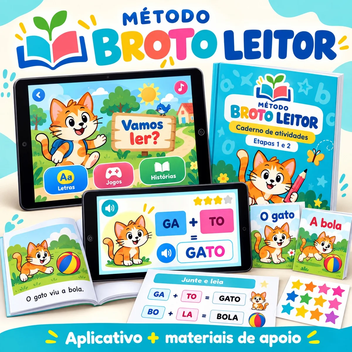 Aplicativo e materiais de apoio do Método Broto Leitor